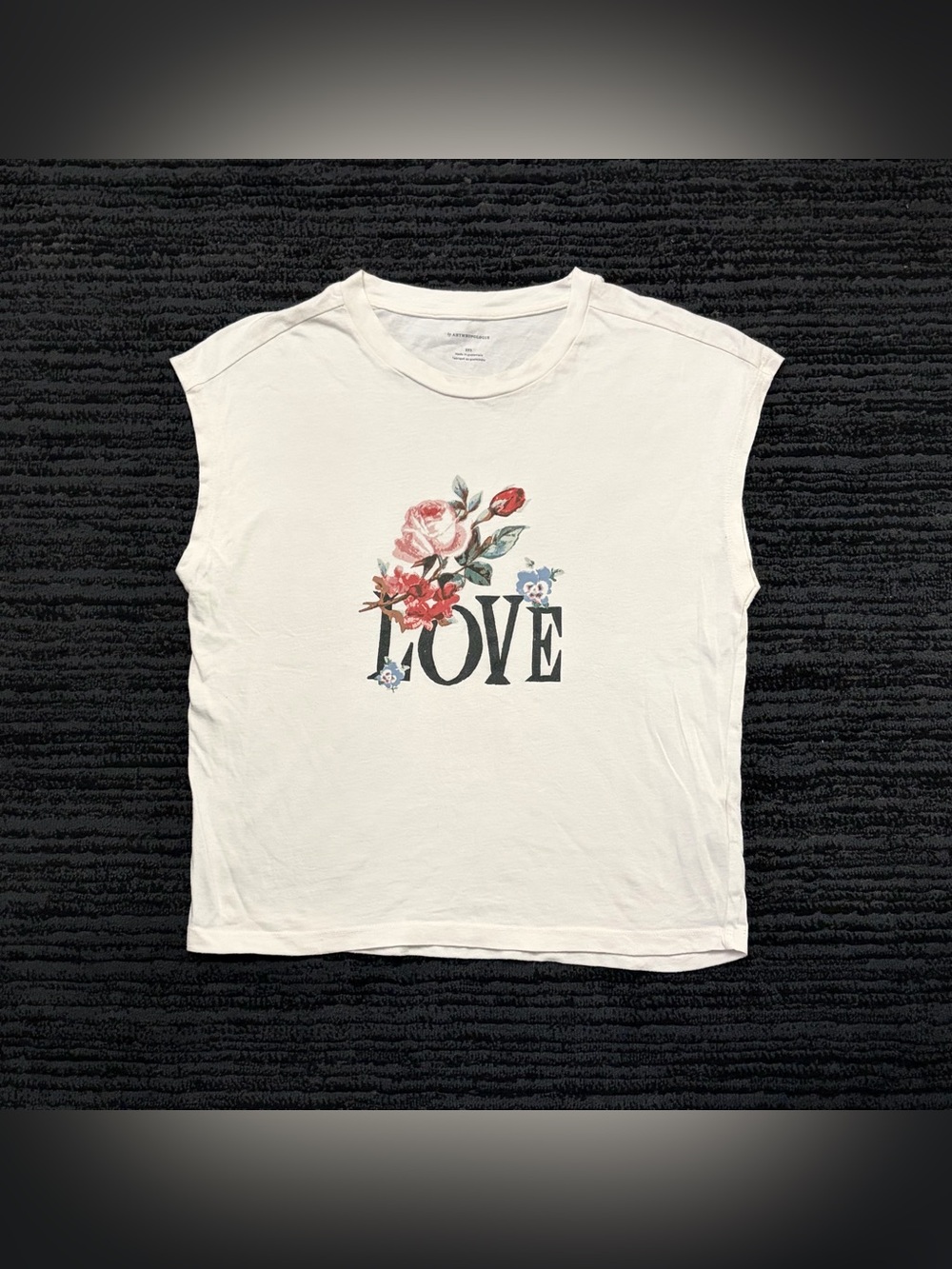 Anthropologie Floral Graphic Print Crewneck Muscle Tee